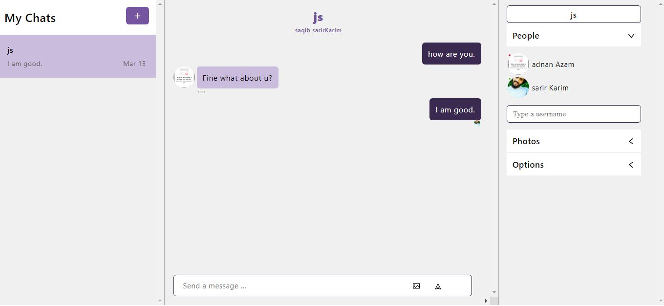 Chat application (React Js)